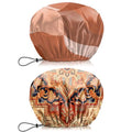2 PCS Shower Cap Waterproof Double Layer Elastic Adjustable Reusable Hair Bath Caps for Girls Women Cute Aesthetic-Red - color: G13-Red