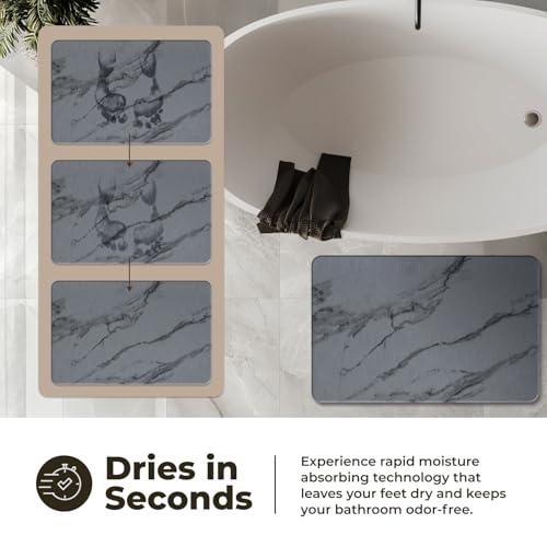 TOSORO - Stone Bath Mat Diatomaceous Earth Shower Mat Non-Slip Super Absorbent Diatomite Stone Bath Mats for Bathroom Floor Quick Drying Natural Easy to Clean (23.5 x 15) - Graphite - color: Marble Graphite, size: Pack of 1