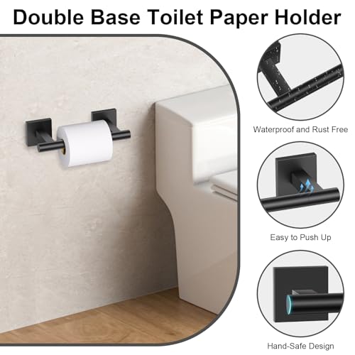Matte Black Bathroom Hardware Accessories Towel Bar Set 5 Pieces Double Dase Toilet Paper Holder Towel Holder Set 23.6 Inch Stainless Steel Towel Rack for Bathroom Wall Mounted - color: Matte Black, size: 5pieces B