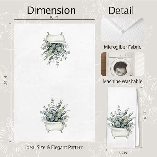 Eucalyptus Bathtub Toilet Paper Roll Hand Towels Set of 2 | Eucalyptus Gifts - color: eucalyptus