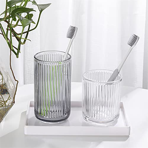 Gaolinci 2 Pcs Glass Tumbler Cup,Toothbrush Holder, Bathroom Cups, 10 oz - color: Clear, size: 10 oz