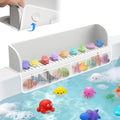 Splash Guard for Bathtub,Kids Bath Toy Tray Caddy Holder, Silicone, Gray | Bath Toy Storage Bag,Guard for Bathtub with Mesh Bathtub Toy Storage,Super Adsorption - Extended Design for Splash Protection