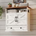 Bathroom Wall Cabinet, 23.6''x23.6'' Farmhouse Wall Mounted Medicine Cabinet with Drawer, 2 Barn Door & Adjustable Shelf, Space Saving Over The Toilet Storage Cabinet for Bathroom, Kitchen, Entryway