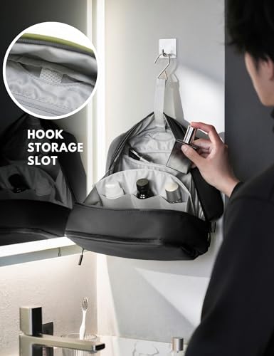 Large Hanging Travel Toiletry Bag for Men Women, Water-resistant Dopp Kit | 6L Large Capacity Wide Open Cosmetic Makeup Bag Bathroom Shower Bags for Toiletries, Grooming, Shaving Organizer Bag - color: Black