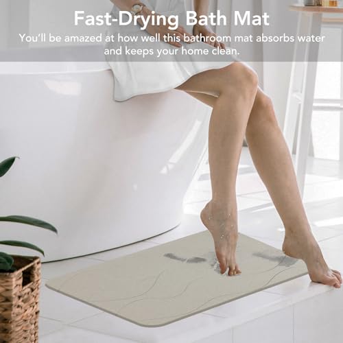 Stone Bath Mat, Diatomaceous Earth Shower Mat, Non-Slip Super Absorbent Quick Drying Bathroom Floor Mat, 2 Pack, Grey White - color: Grey White
