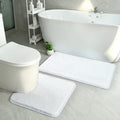 HOMORE White Bathroom Rug Set 2 Piece,Soft Absorbent Bath Mats Set,Machine Washable Bath Rug Sets for Bathroom Non Slip,(21"x34"+21"x21") Plush Shaggy U Shape Contour Toilet - color: White