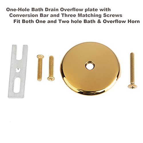 Artiwell Push & Lock Tub Trim Set with Single-Hole Overflow Faceplate, Bathtub Conversion Kit Assembly with Conversion Bar, Universal Fine/Coarse Thread, No Putty Installation (Polished Brass) - color: Polished Brass