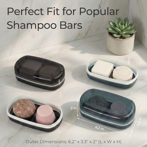 AIMAIAIMAI Shampoo Bar Holder Travel Case for Two Bars, Large Soap Container for Bathroom or Travel (Blue Style A-Large) - color: Blue Style A-large
