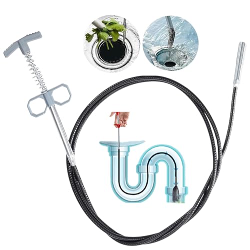 61 Inch Drain Snake Upgraded Ergonomic Grip – Toilet Snake Flexible Grabber Claw for Clog Remover & Pick Up Small Items - color: 63'' Bule Drain Snake