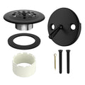 Trip Lever Tub Drain Kit, Bathtub Drains Stopper Replacement Set with Trip Lever Overflow Faceplate, Strainer, No Putty Gasket and Matching Screws (Matte Black) - color: Black Kits