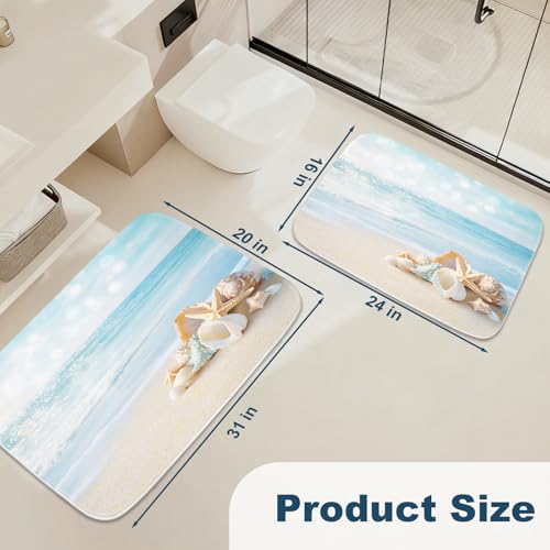 Beach Modern Coastal Ocean Bath Rugs Non Slip Shower Mat for Bathroom Decor Sets Door Rug with Rubber Backing Absorbent Kitchen Floor Carpet 20 x 31 inches Blue Blue and White - color: Multi Color 17, size: 2'7" x 1'8" (Rectangular)