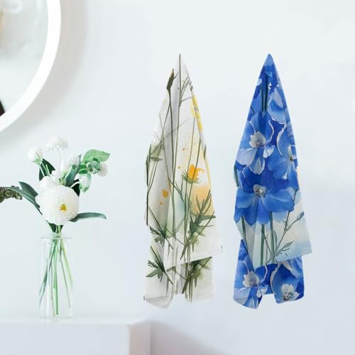 Cosmos Hand Towels, Watercolor Delphinium Plant Illustration Decorative Bath Towel Soft Absorbent Towel for Kitchen Guest Room Bathroom Gym Decor - color: Cosmos