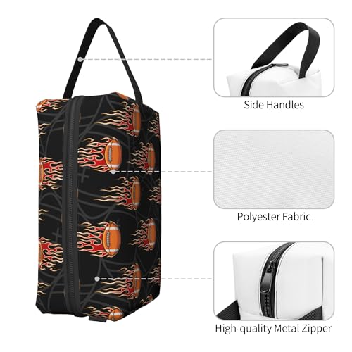 Kids Travel Toiletry Bag for Boys Girls - Waterproof Makeup Pouch Hanging Cosmetic Wash Bags Dopp Kit Shaving Bag for Toiletries Accessories(Fire Football) - color: Fire Football