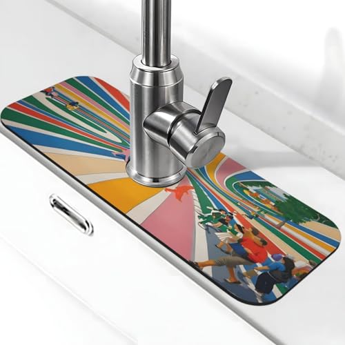 Beatles Come Together Abbey Road Kitchen sink faucet pad, strong water absorption, anti slip, easy to clean, very suitable for splash and drip prevention, suitable for kitchens and bathrooms - color: Beatles Come Together Abbey Road