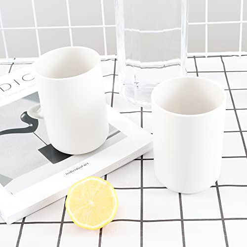 Japanese Toothbrush Cup, Bathroom Accessories Toothpaste Holder, Makeup Brush Cup Holder, Razor Holder for Bathroom Vanity top 2-Piece Set (White & White)