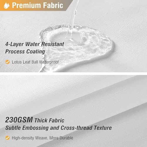 BTTN Fabric Shower Curtain, Linen Textured Heavy Duty Polyester Cloth Shower Curtain Set with Plastic Hooks, White, 48" W x 72" L (Pack of 1) - color: White, size: 48"W x 72"L (Pack of 1)