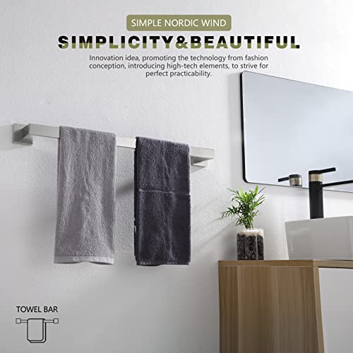 KOKOSIRI 24-Inch Single Towel Bar, Bathroom Kitchen Towel Holder, Wall Mounted Stainless Steel Towel Rack 2 Pack, Brushed Nickel, B4003BR-L24-P2 - color: Brushed Steel, size: 24-Inch (2 Pack)
