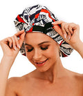 HIUMI Womens Shower Cap for Long Hair Luxury Shower Cap For Dreadlocks, Braids, Curls, Locs, Curly Hair（Stripe） - color: stripe