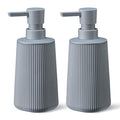 Gray 2 Pack Hand Soap Dispensers Set with No Rust Pump for Bathroom and Kitchen Countertops Refillable Matte Striped Plastic 8.5 oz - color: Gray Set of 2