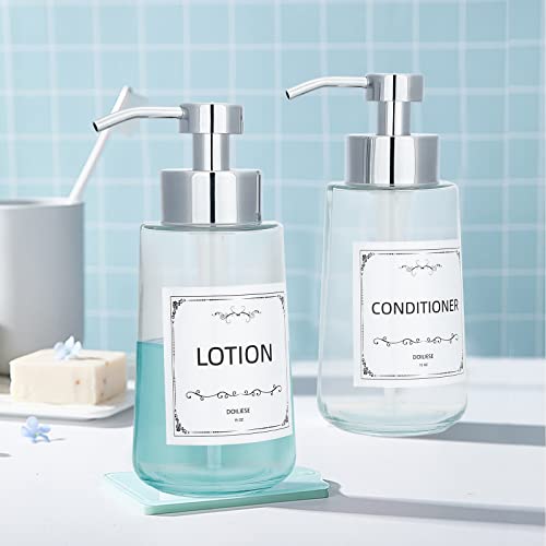 Soap Dispenser, Clear Glass Soap Dispenser with Rust Proof Pump, 16oz Liquid Soap Pump with Waterproof Labels, Dish & Hand Soap for Bathroom, Kitchen, Chrome Pump, Pack of 2 - color: Chrome