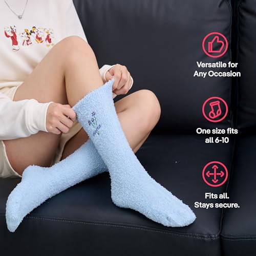 CoolMate Cozy Soft Cloud Socks, Fuzzy Socks for Women - color: B.02 - Mama Flowers Blue