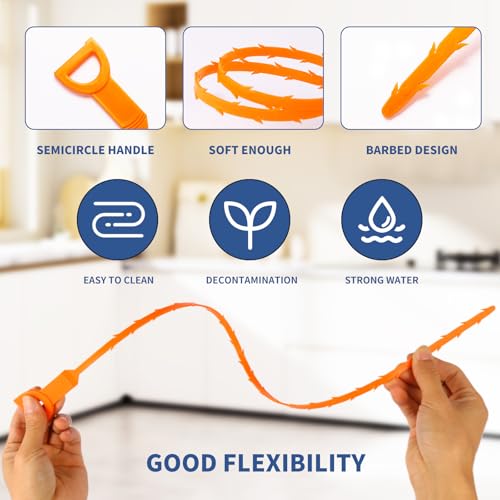 34inch Drain Snake (1pc), 20inch Hair Drain Clog Remover (12 pcs) & 18Inch Cleaner Brush (2 pcs), Sink Plumbing Snake Drain Tool Unclogger Tool Set For Kitchen, Bathroom Tub, Sewer, Toilet - style: 12pcs 20inch+1pcs 34inch+2pcs Cleaner Brush