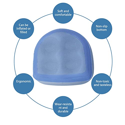 Inflatable Hot Tub Seat Booster with Suction Cups & Mesh Cover, Dual Use Inflatable Hot Tub Cushion Seat, Non Slip Blow Up Pillow Hot Tub Chairs Accessories for Adults Elderly Spa Bathtub - color: Blue