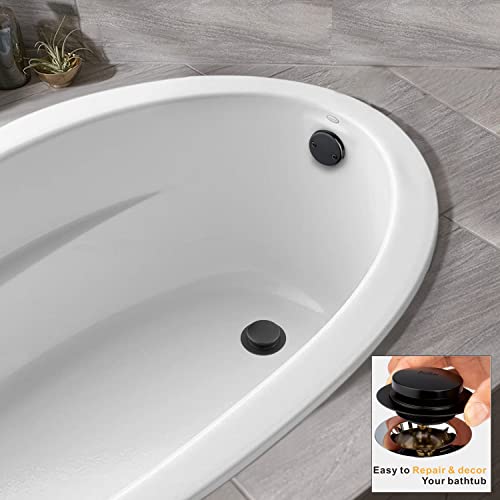 Artiwell Universal Tip Toe Bath Drain Stopper and Cover, Bathtub Drain Stopper, Replaces Lift and Turn, Tip-Toe and Trip Lever drains for Tub, EZ Installation and Clearing (MATT Black) - color: Matt Black