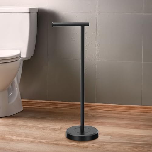Gatco 1437MX Latitude II Freestanding Toilet Paper Holder Stand, Weighted Base, 22.25-Inch H, Matte Black - color: Matte Black