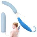 Shower Brush with Long Handle，15.35" Back Brush，Long Back Scrubber for Men Women，Long Handled Sponge Body Exfoliator, Loofah Back Scrubber for Aid Bathing - size: Blue+Blue Handle