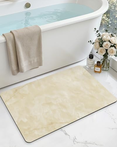 DEXI Bathroom Mat Ultra Thin, 32x20 Non Slip Bath Rug for Shower Floor, Absorbent Quick Dry Marble Bathmats Low Profile, Beige - color: Beige, size: 32" X 20" (Rectangular)