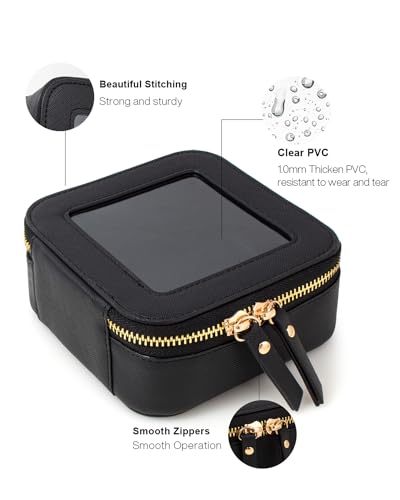 Travel Clear Makeup Bag Set, TSA Approved Cosmetic Bag Case with Zipper Portable Makeup Pouch Toiletry Bag Traveling Cosmetic Organizer Storage Bag Car Organizer Car Essentials - color: Mini Black