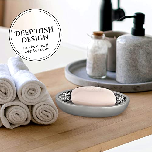 Creative Scents Crackled Glass Soap Dish for Bathroom, Decorative Dry Bar Soap Holder, Best Dishes for Sink/Bath/Shower Decor. - style: Soap Dish