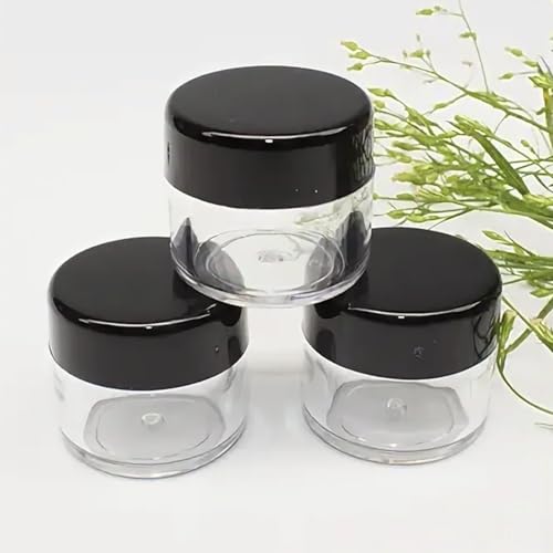 12 Pcs 15ml/0.5oz Small Travel Containers, 4 Pcs Makeup Spatula, Clear Plastic Cosmetic Jar Refillable Roun for Lotion Cream Products Sample Bottles, Plastic with Screw on Lid Container (Black) - color: black