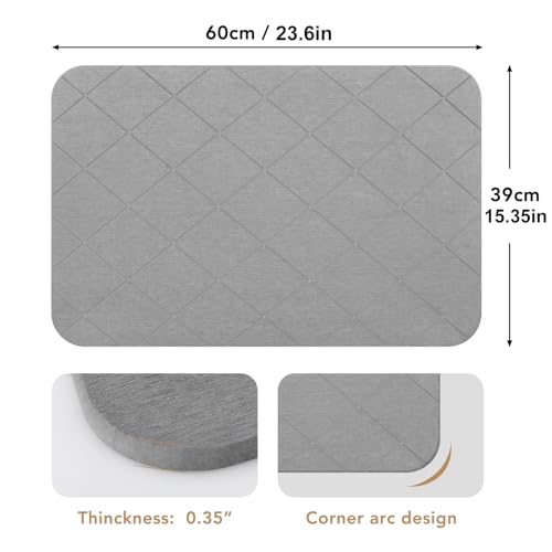 Stone Bath Mat, Diatomaceous Earth Shower Mat, Non-Slip Super Absorbent Quick Drying Bathroom Floor Mat, 2 Pack, Grey, Pattern 2 - color: Grey-chequer