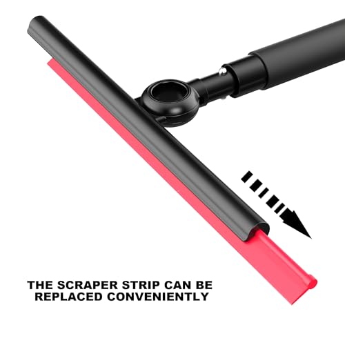 Shower Squeegee for Glass Doors, Window Squeegee for Home,Squeegee with Telescopic Extension Pole,Professional Window Cleaning Tool, Black, for Mirror, Glass, Ceramic Tile