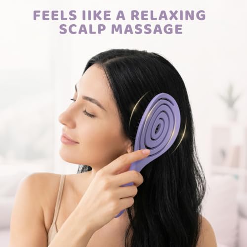 SHINLEA Detangle Hair Brush, Detangling Wet & Dry Spiral Hairbrush for Women, Men, Kids, Vented Detangler for Blow Drying, Glide Through Tangles For All Hair Types (Purple) - color: Purple