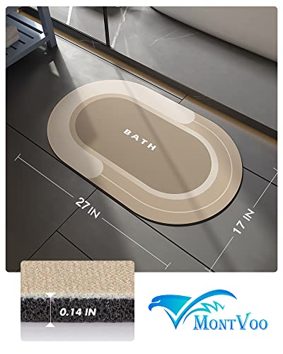 MontVoo Bath Mat - Non Slip, Quick Dry, Stain Resistant Bath Mat Rug for Bathroom Floor - Easy Care Shower Rug for Outside Bathtub - 17"x27" Beige - color: Beige, size: 17"x27"