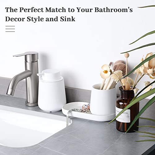 BosilunLife Ceramic Bathroom Accessories Set 3 Pcs, Foaming Soap Dispenser and Toothbrush Holder with Tray, Modern Farmhouse Vanity Decor, White Housewarming Gift - color: White, style: Foam