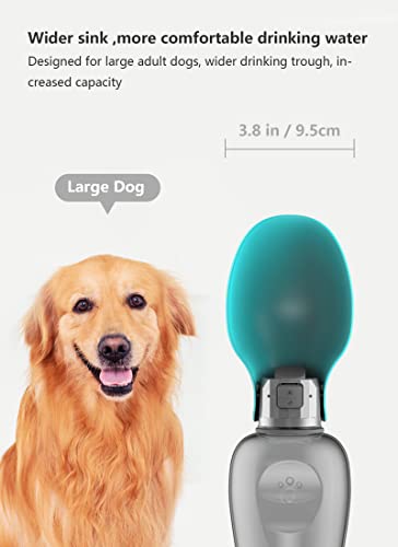 Kalimdor Dog Water Bottle, Leak Proof Portable Puppy Water Dispenser with Drinking Feeder for Pets Outdoor Walking, Hiking, Travel, Food Grade Plastic (27oz Blue) - color: 27oz Blue