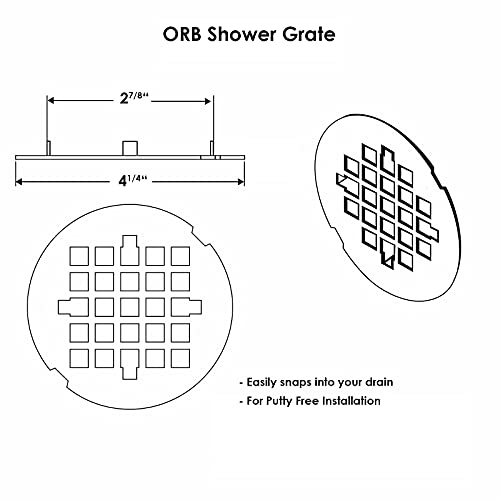 4 ¼” Oil Rubbed Bronze Snap-in Shower Drain Cover - Solid Brass Construction - 4.25" OD Shower Drain Strainer - Easy Install - Premium Round Shower Drain Cover - Bronze Replacement Grate - color: Oil-rubbed Bronze