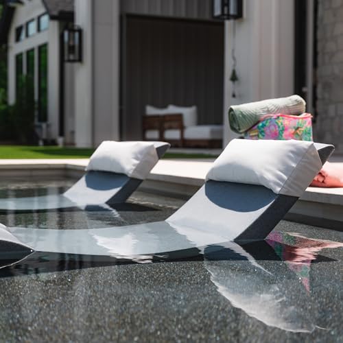 Aqua Outdoors Inside Pool Lounger Headrest Pillow, in Water Sun Shelf Chaise Cushion, Great for Tanning on Baja Ledge or Poolside Sundeck (White,Two)