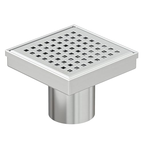 Neodrain Square Shower Drain with Removable Quadrato Pattern Grate, Brushed 304 Stainless Steel Square Drain for Bathroom, with Hair Strainer and Lifting Hook,CUPC Certified (Brushed Nickel, 4 in) - color: Stainless, size: 4 IN