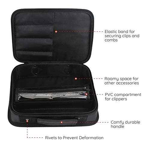 Segbeauty Barber Carrying Case, Stylist Tool Storage Bag for Clippers Scissor Clips Trimmer Grooming Kit, Hair Styling Accessories Organizer, Portable Travel Professional Hair Salon Equipment
