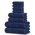 Tens Towels Pack of 8 Towels Set, 2 Extra Large Bath, 2 Hand, 4 Washcloths, 100% Cotton, Lighter Weight, Quicker to Dry, Super Absorbent, Perfect for Bathroom, Navy - color: Navy