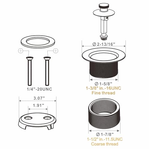 Black Bathtub Tub Drain Conversion Kit Assembly, Wellup Lift and Turn Twist Tub Drain Trim Kit with Two-Hole Overflow Faceplate, Matte Black - color: Black, style: 2 Holes