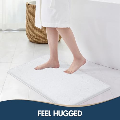 TREETONE Bathroom Rugs Sets, Thick Soft Absorbent 3 Piece Chenille Bath Rugs, Non-Slip, Dry Quickly, Machine Washable, Shaggy Mats with U-Shaped Toilet Rug for Bathroom Floor, Tub and Shower, White - color: White, size: 16"x24"+20"x32"+U Shape 20"x20"
