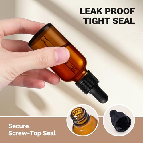 Bumobum Dropper Bottle 1 oz, 2 pack Amber Glass Eye Dropper Bottles with Labels and Funnel, Tincture Bottle with Measured Dropper - Leakproof Essential Oils Bottles for Health, Personal Care & Beauty - color: Amber 1 oz