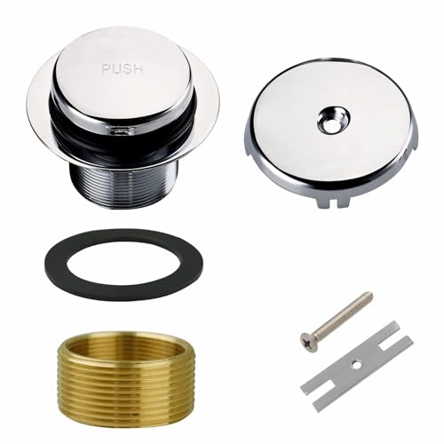 Chrome Bathtub Drain Tip-Toe Single Hole,Welsan Tub Drain Trim Set Conversion Kit Assembly, Coarse Thread Replacement Trim Kit with 1-Hole Overflow Faceplate Includes an Adapter,Chrome Plated - color: Chrome, style: 1 Hole
