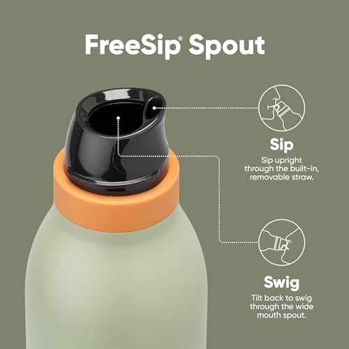 Owala FreeSip Twist Insulated Stainless Steel Water Bottle with Straw for Sports and Travel, BPA-Free, 18-oz, Blue/Green (Camo Cool) - color: Camo Cool, size: 18 Ounces